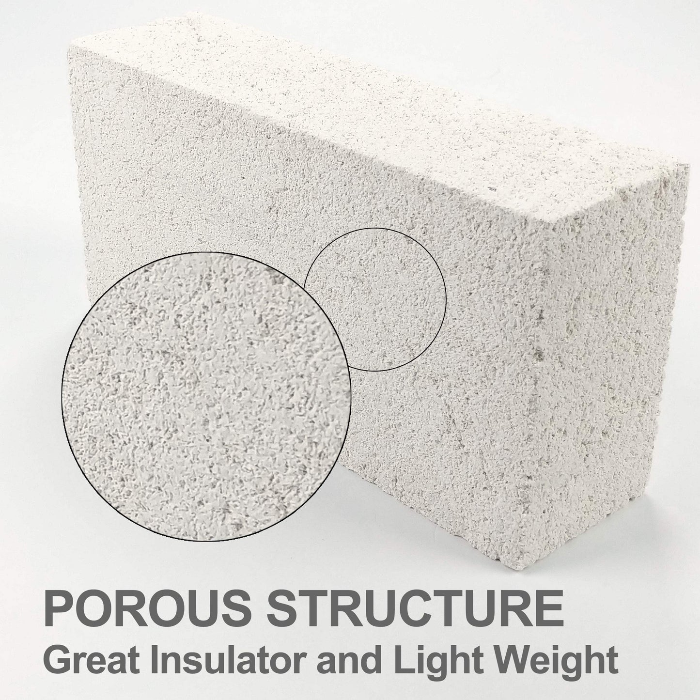Insulating Fire Brick, 3000F Rated, Single, 9" x 4.5" x 2.5", 3130P