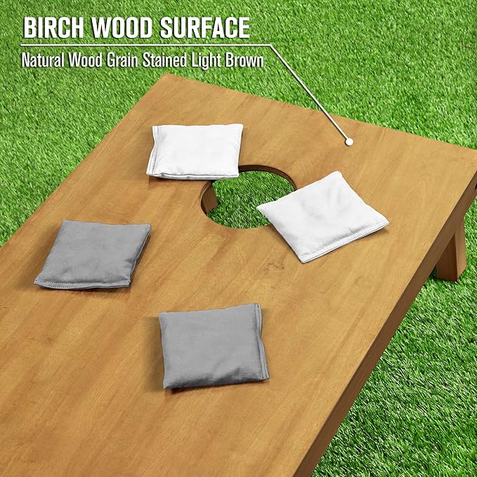 GoSports 4 ft x 2 ft Regulation Size Wooden Cornhole Boards Set - Includes Carrying Case - Full Regulation Size Bean Bag Toss Boards
