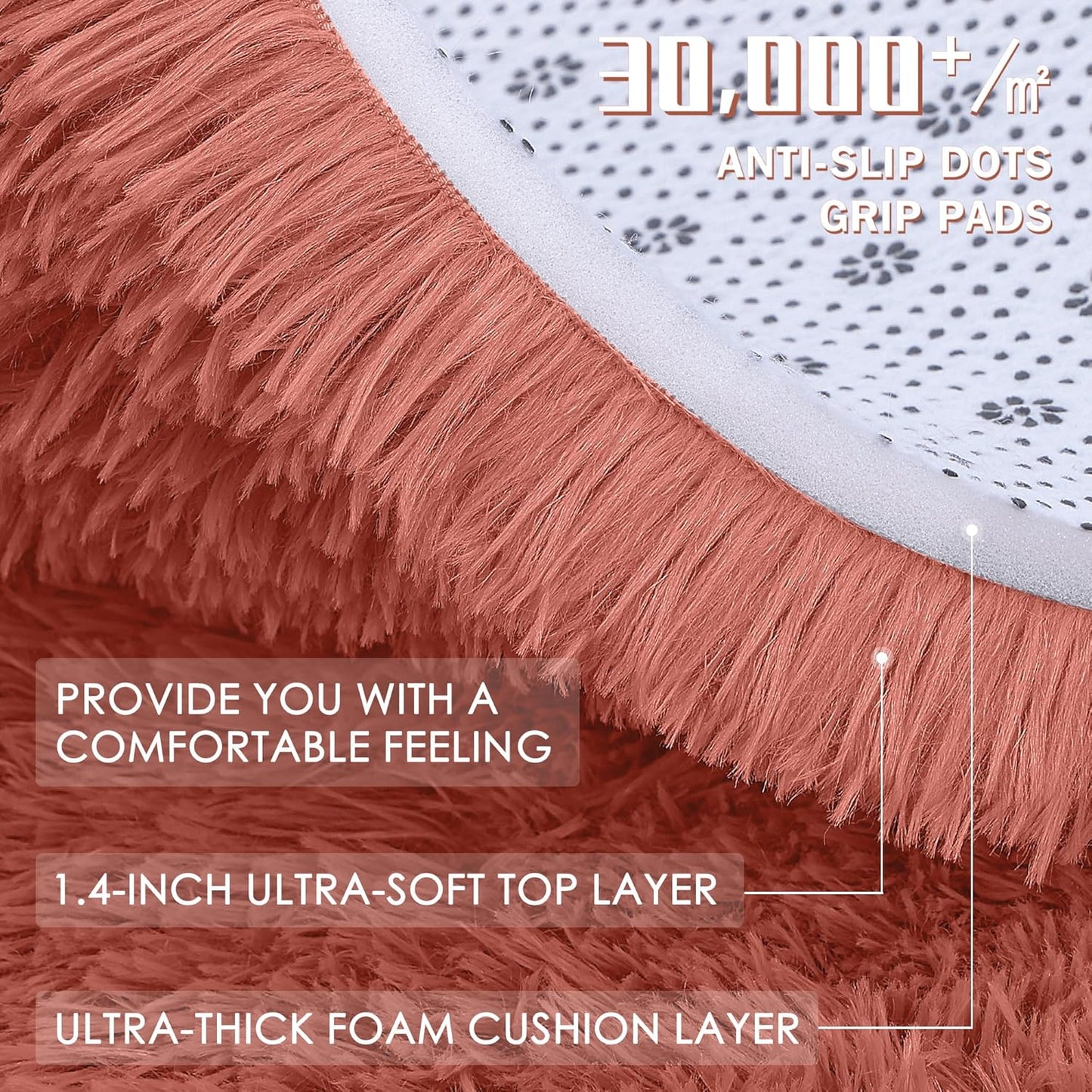 OLANLY Runner Rugs - Soft, Machine Washable Shaggy Carpet for Hallway & Bedroom | Rust Red, 2x5 ft