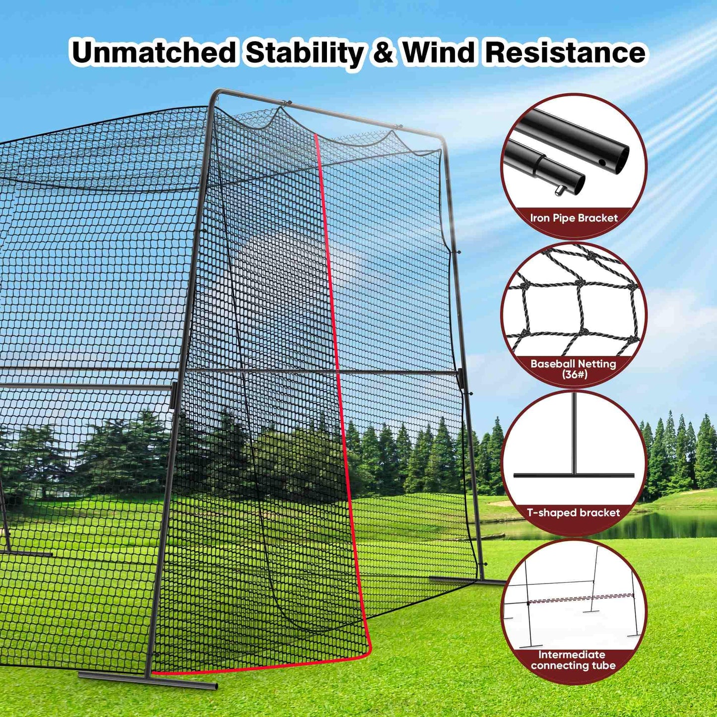 Baseball Batting Cages for Backyard with Net and Frame, 30FT/40FT Batting Cage for Baseball and Softball, Integrated Gate Net Design