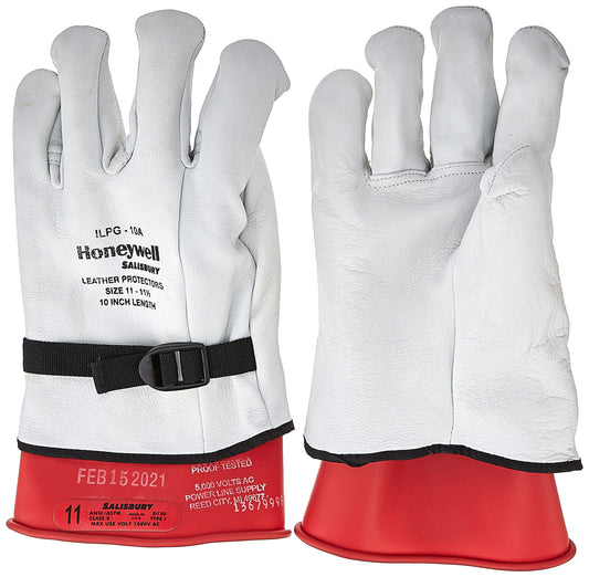 OTC 3991-12 Large Hybrid Electric Safety Gloves - Leather Outer Glove Over Rubber Inner Glove Provides Protection for High Voltage Electric Vehicle and System Service; Size Large (1 pair)