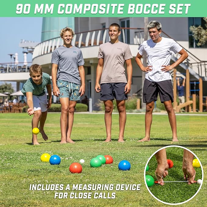 GoSports 90 mm Bocce Ball Sets - Outdoor Lawn Game - Composite or Resin