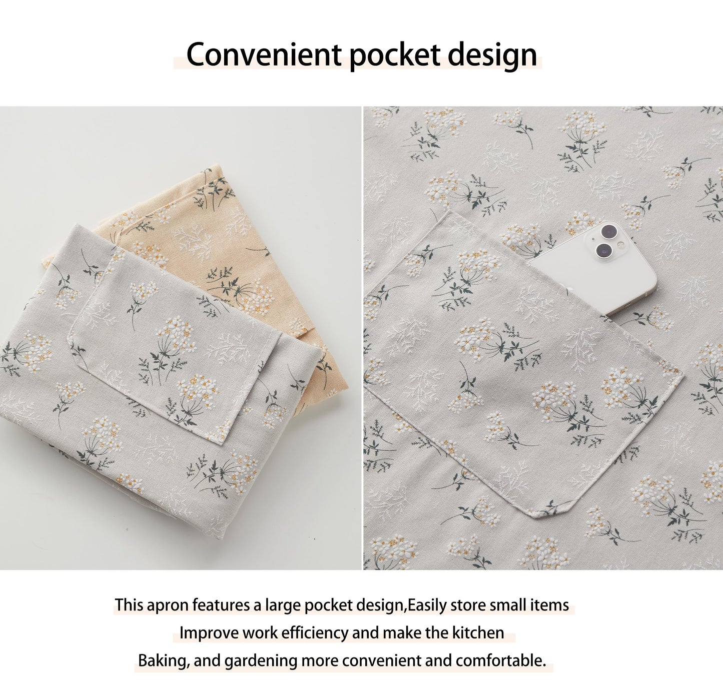 Yoocixu Adjustable Kitchen Apron for Women & Men,Vintage Japanese Countryside Print,Unisex Cooking Baking Apron with Pocket, Chef Apron for Home, BBQ, Garden