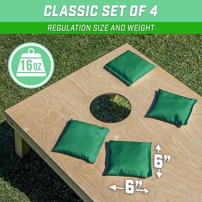 GoSports Classic Cornhole Bean Bags Set of 4-16 Colors Available - Regulation All Weather, Mix and Match