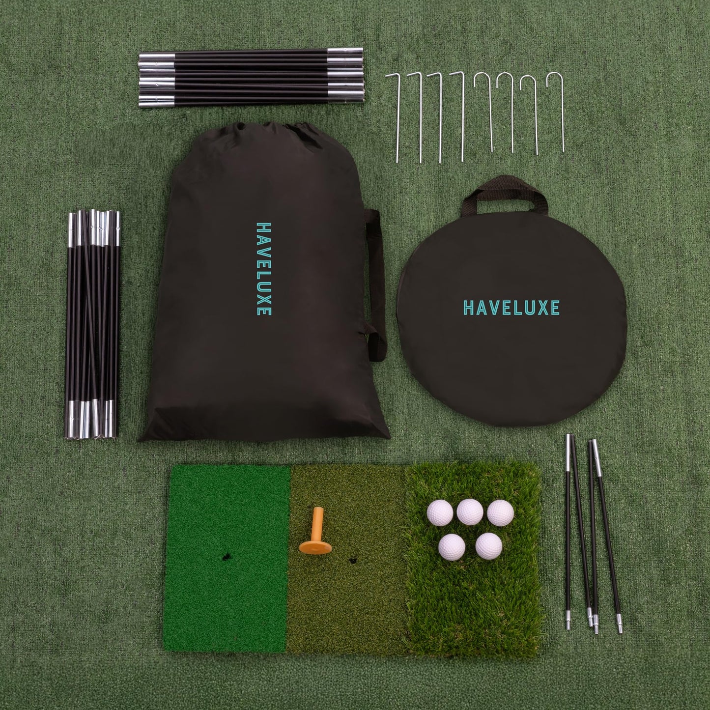 HaveLuxe Golf Hitting Net,Chipping Net,Tri-Turf Mat,Golf Hitting Aid,10x7FT Practice Net for Backyard Driving,Chipping Training,Target Mat Balls for Indoor Outdoor use,Gifts for Men Dad Him Golfer