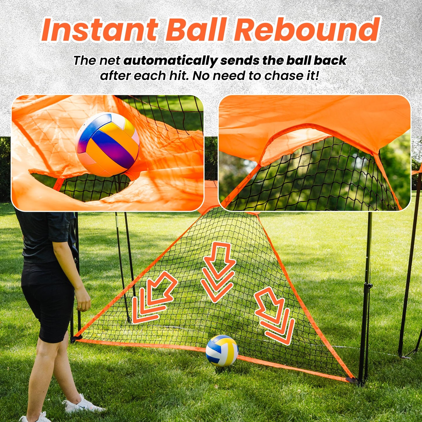 LBH® - Volleyball net for Backyard, Volleyball Training Equipment Outdoor & Indoor, Volleyball Practice Net, Trainer Equipment for Kids and Adult, Hitting Trainer nets rebounder