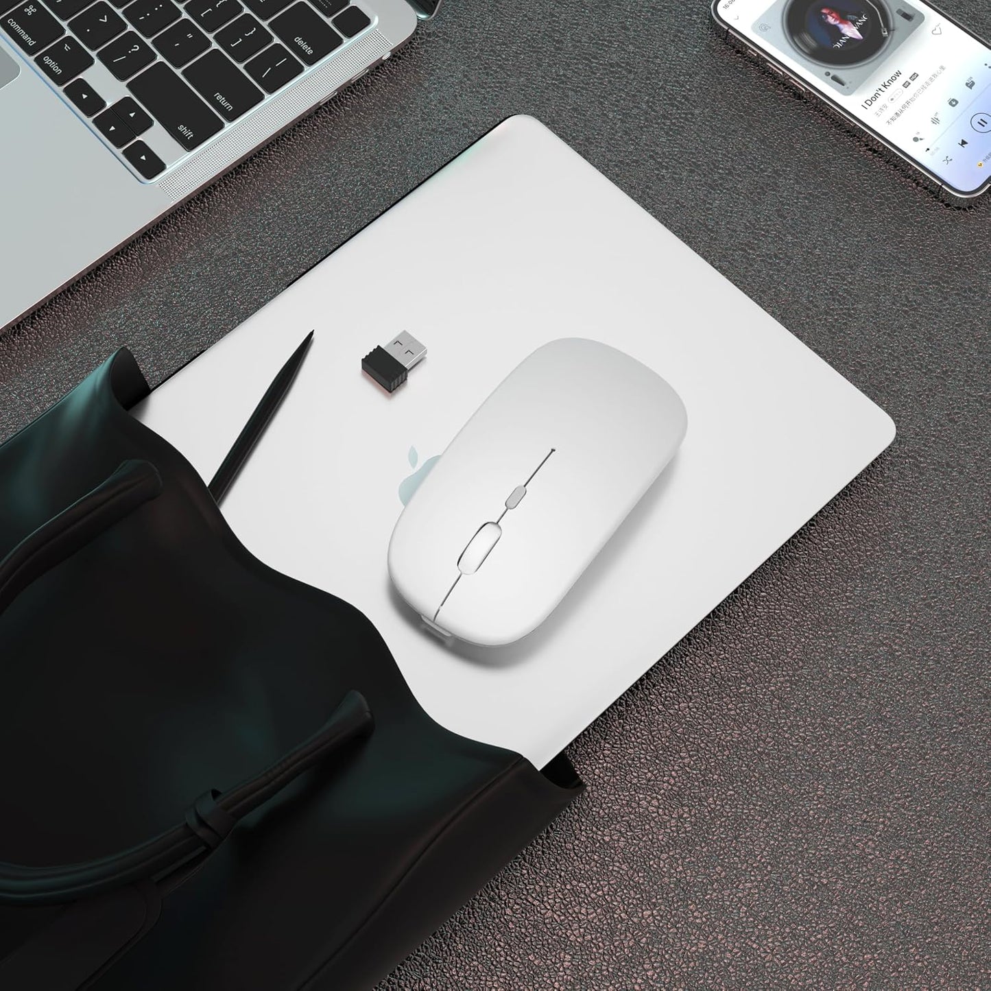 AIKOKOK 5.2 2.4G Wireless Bluetooth Mouse, Rechargeable, Dual Mode Bluetooth & USB, LED Lights, Slim, Silent, Portable