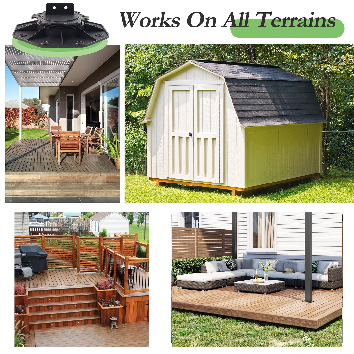 50 Pack Deck Block, Adjustable Deck Support Plastic Pedestal Paver, Shed Base Deck Leveling Blocks Post Base, 18-30MM Level Up Deck Support Pedestals Shed Foundation Kit
