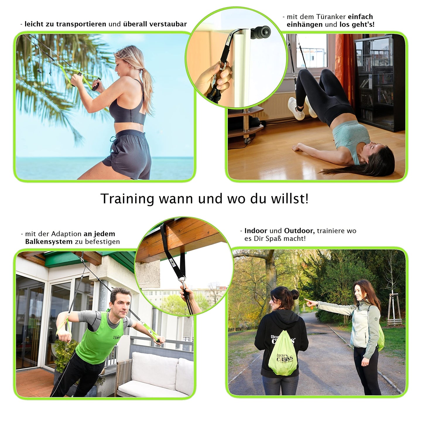 BodyCROSS Door Anchor | Fixing System for Suspension Trainer | Rip Trainer | Bungee Trainer (black)