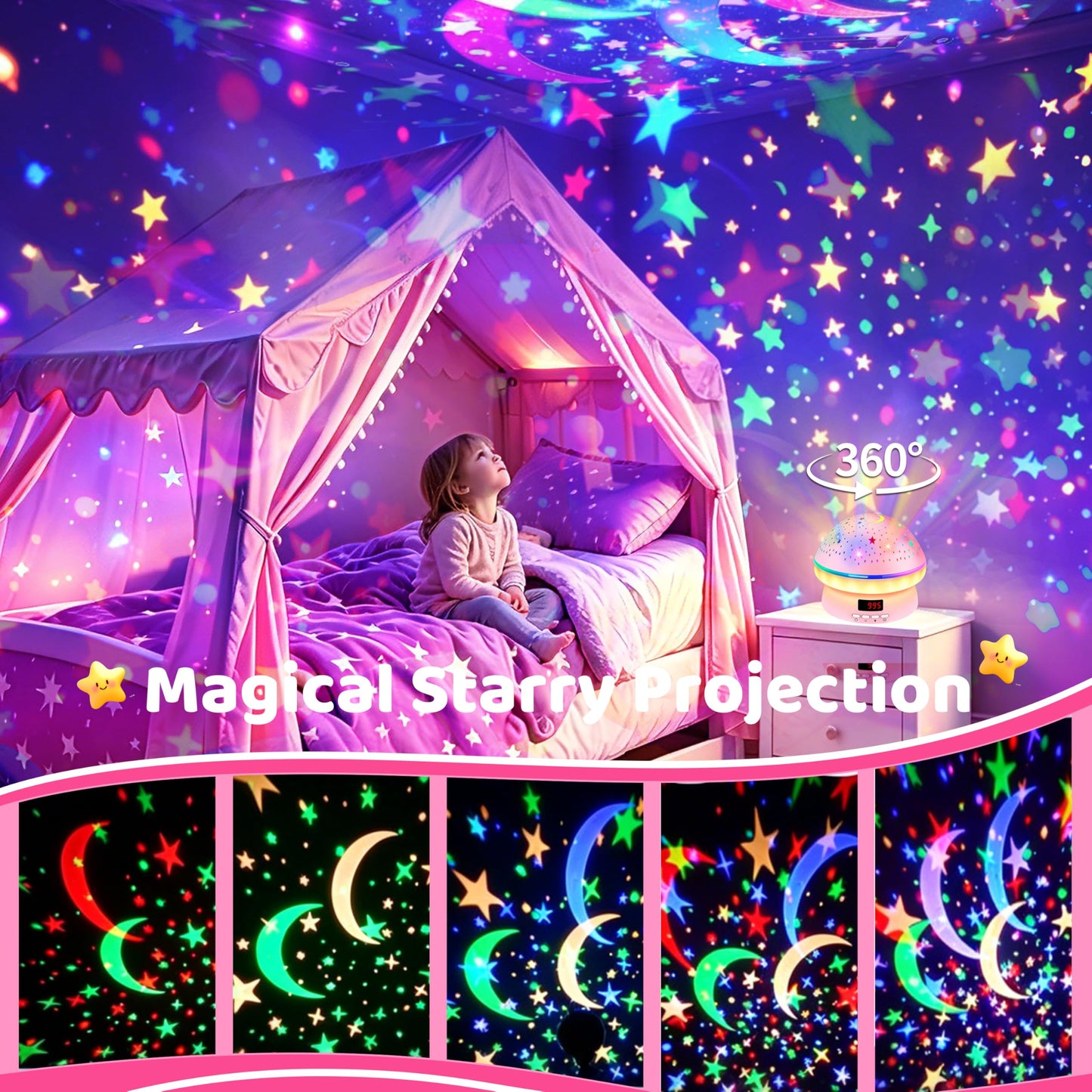 MINGKIDS Toys for 3-8 Year Old Girls Boys,Star Night Light Projector with Hard Projection Cover, Timer&Rotation,2-9 Year Olds Kids Chritsmas Birthday Gifts