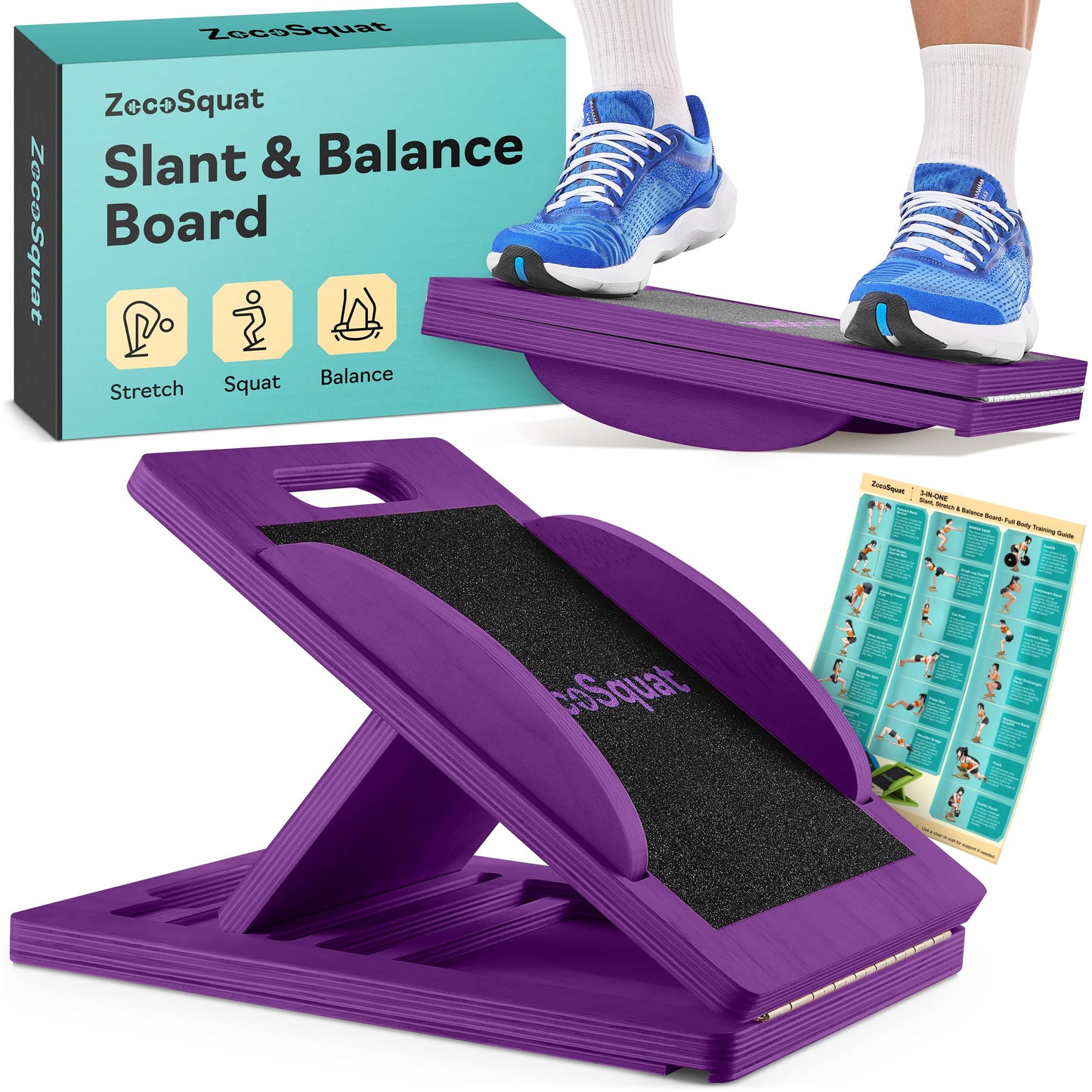Slant Boards for Exercise – Slant Board with 7 Incline Angles – Transforms Into a Balance Board – Premium Calf Stretcher and Wobble Board for Effective Calf Stretching and Squats