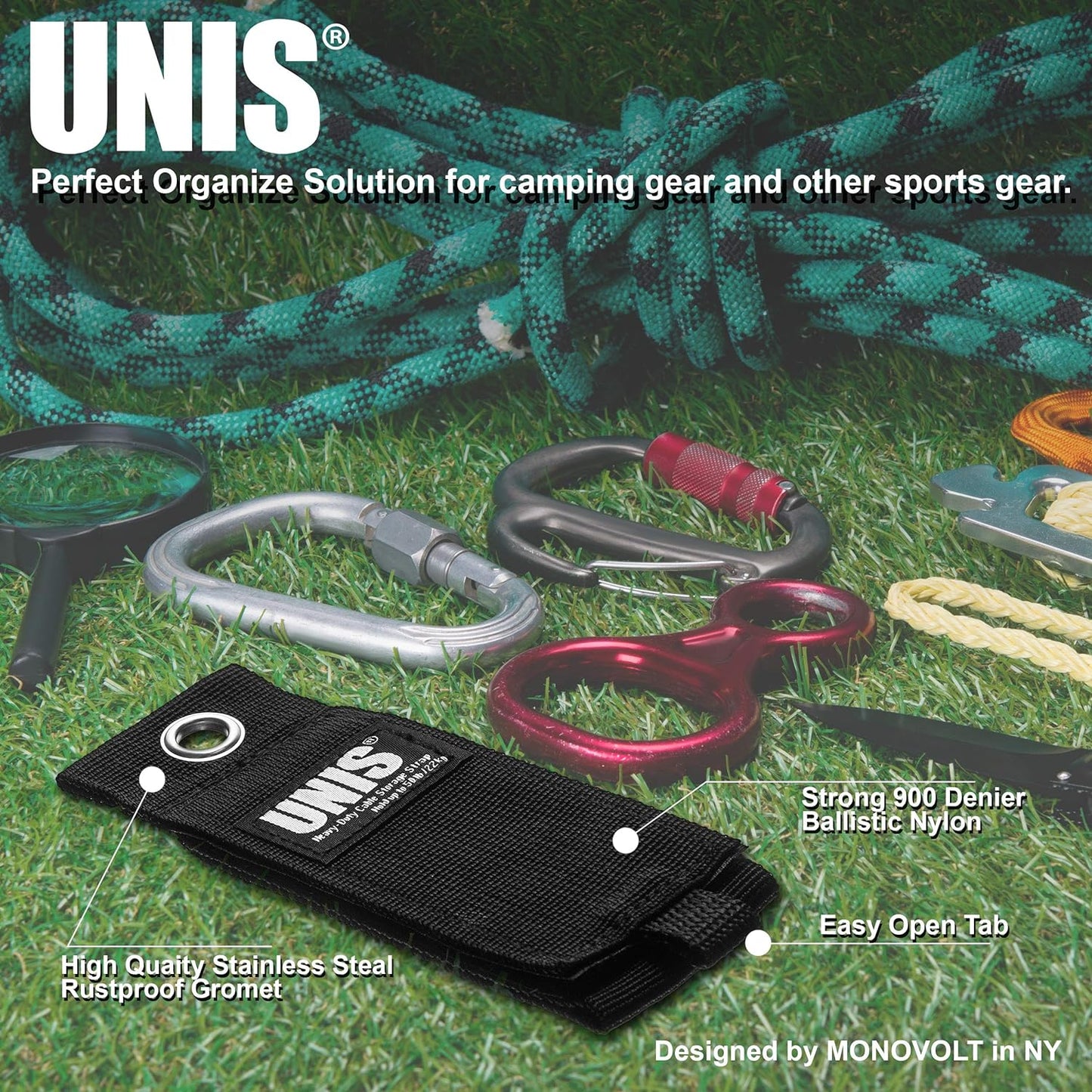 UNIS 8 Pack 13-inch Heavy Duty Large Extension Cord Storage Extendable Cable Ties Strap Loop Hanger Organizer
