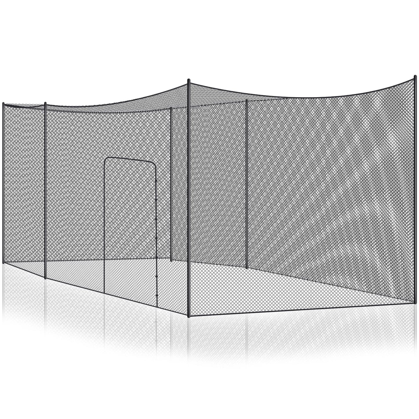 Syhood Baseball Batting Cage Net Heavy Duty Cricket Golf Softball Hitting Practice Net Portable Pitching Cage, Training Sports Barrier Screen for Backyard Outdoor(55 x 12 x 12 ft)