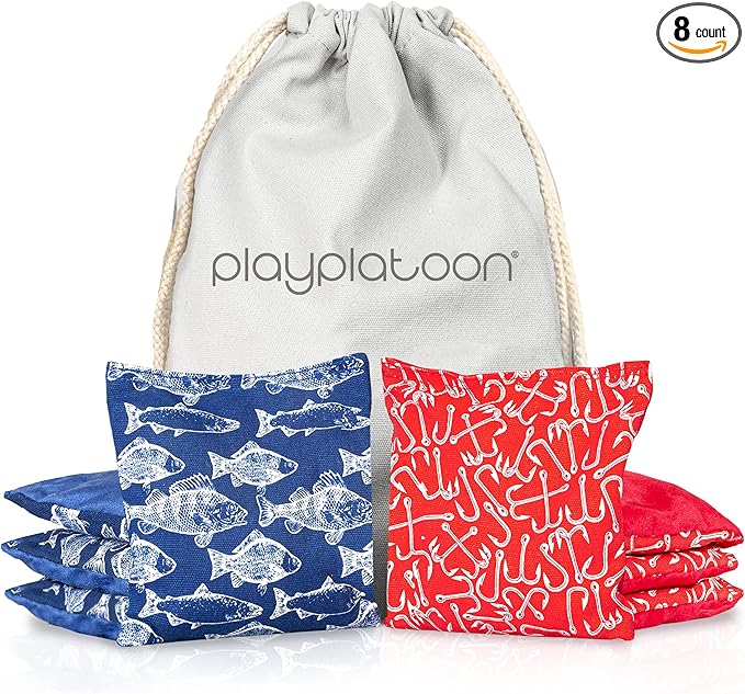 Professional Cornhole Bags - Set of 8 Regulation All Weather Double Sided - Sticky Side/Slick Side Bean Bags for Pro Corn Hole Game