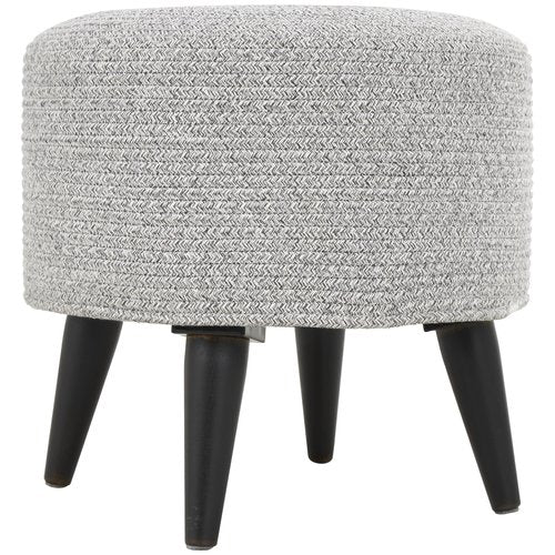 Deco 79 Polyester Living Room Stool Chevron Textured Ottoman with Black Wooden Legs, Foot Stool 17" x 17" x 17", Light Gray