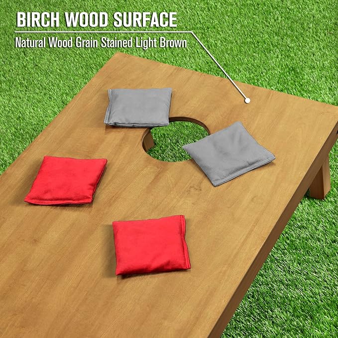 GoSports 4 ft x 2 ft Regulation Size Wooden Cornhole Boards Set - Includes Carrying Case - Full Regulation Size Bean Bag Toss Boards