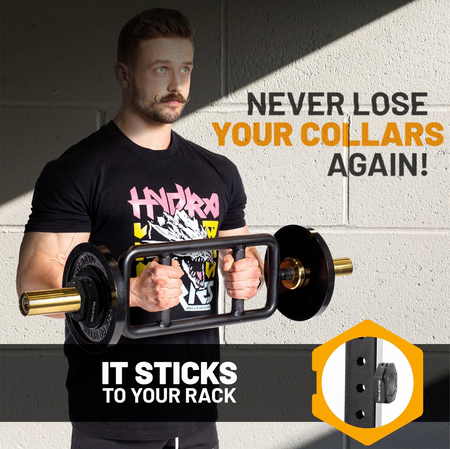 Magnetic Barbell Collars [Bells of Steel] Version 2.0 Premium Weight Bar Clamps, Quick Release Barbell Clips, Olympic Barbell Clamps, High-Strength Nylon Gym Clips, Pair, Black