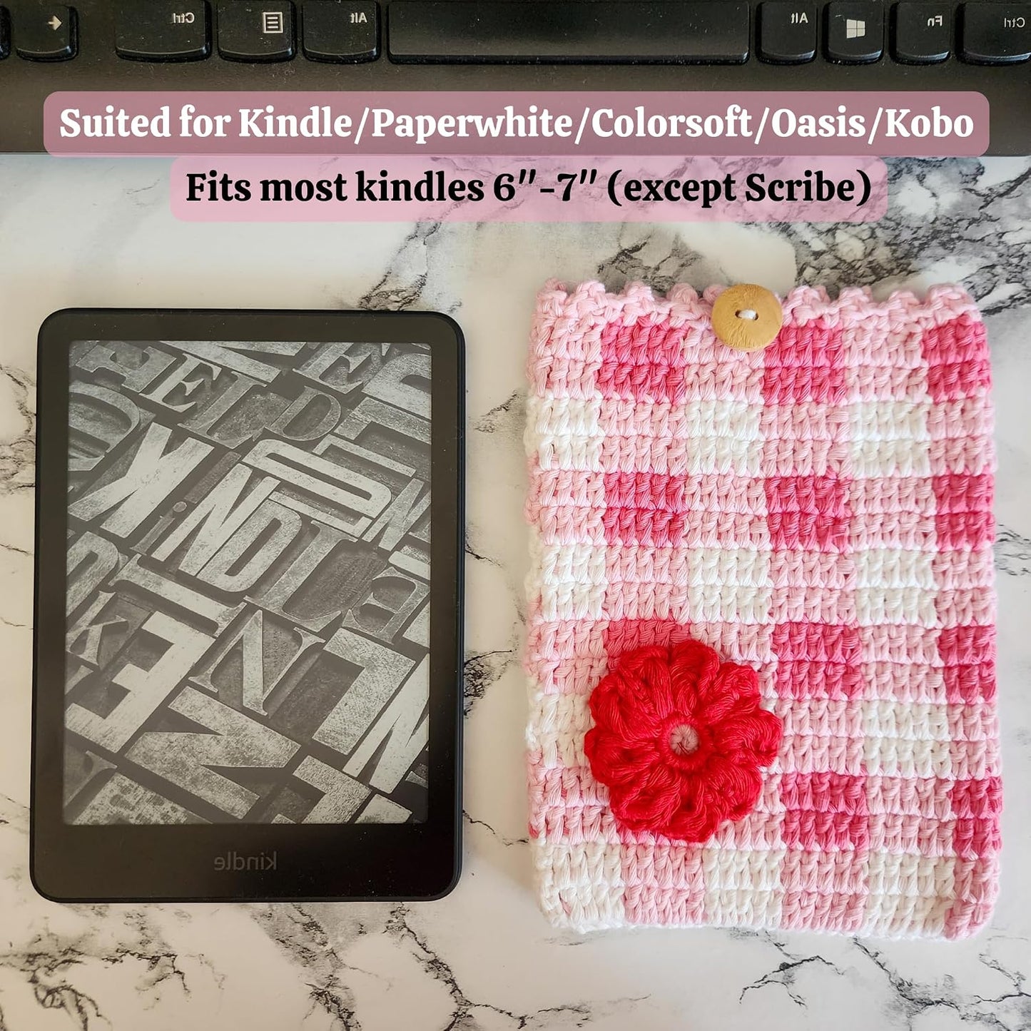 Handmade By Uruba 5.5- 7 Handwoven Kindle Pouch, Compatible with All Models (Except Scribe), Handmade Kindle