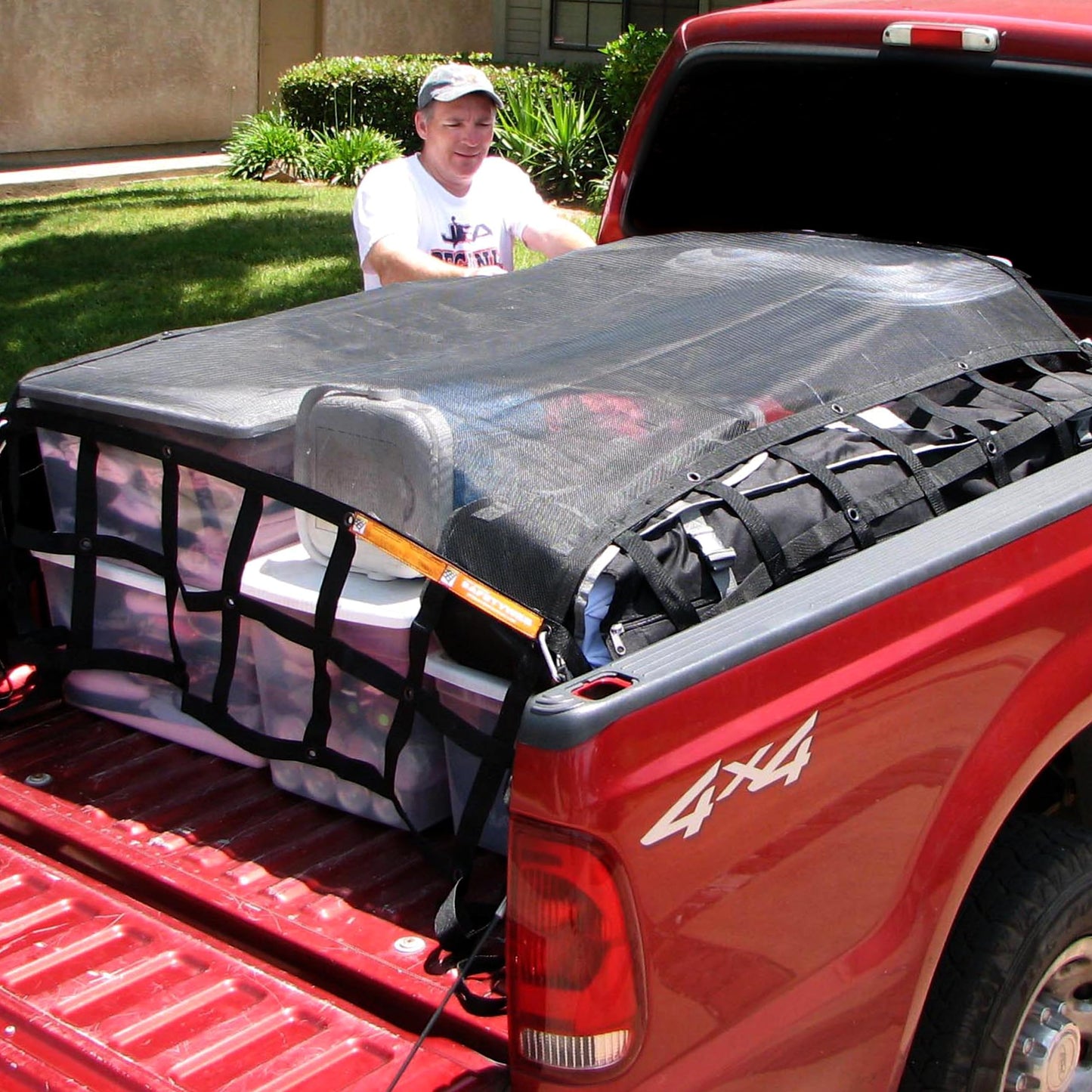 Gladiator Cargo Gear - SafetyWeb Cargo Net - Heavy Duty, Truck Bed Organizer- Bed Cover-tie Down-Adjustable- Camping- Small (SSW-100) 4.75' x 6'