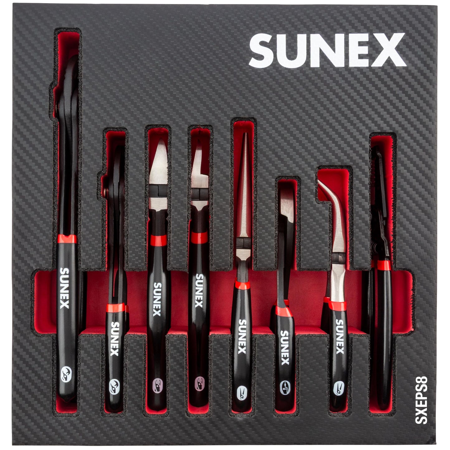Sunex Tools - 8 PIECE PLIER SET IN EVA FOAM STORAGE TRAY