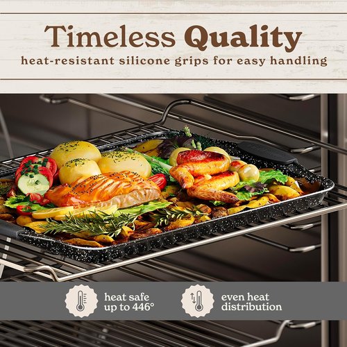 Country Kitchen Nonstick Bakeware Set - Heavy Duty & Easy Release | 4-Piece Black Stackable Set