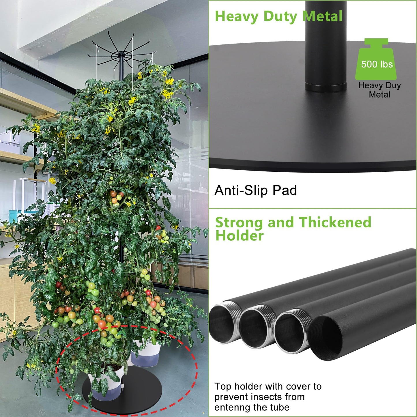 Hydroponics Growing System kit Indoor + Multi DIY Tall Metal Stand with self Watering Planter hydroponics Growing System Tower