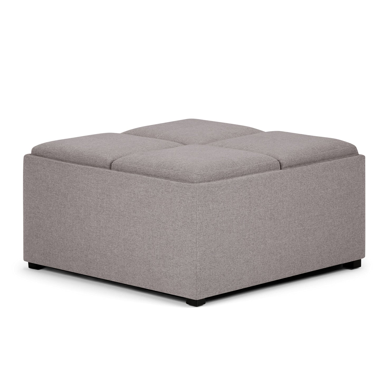 SIMPLIHOME Avalon Wide Contemporary Square Coffee Table Storage Ottoman, Cloud Grey, Table Ottoman