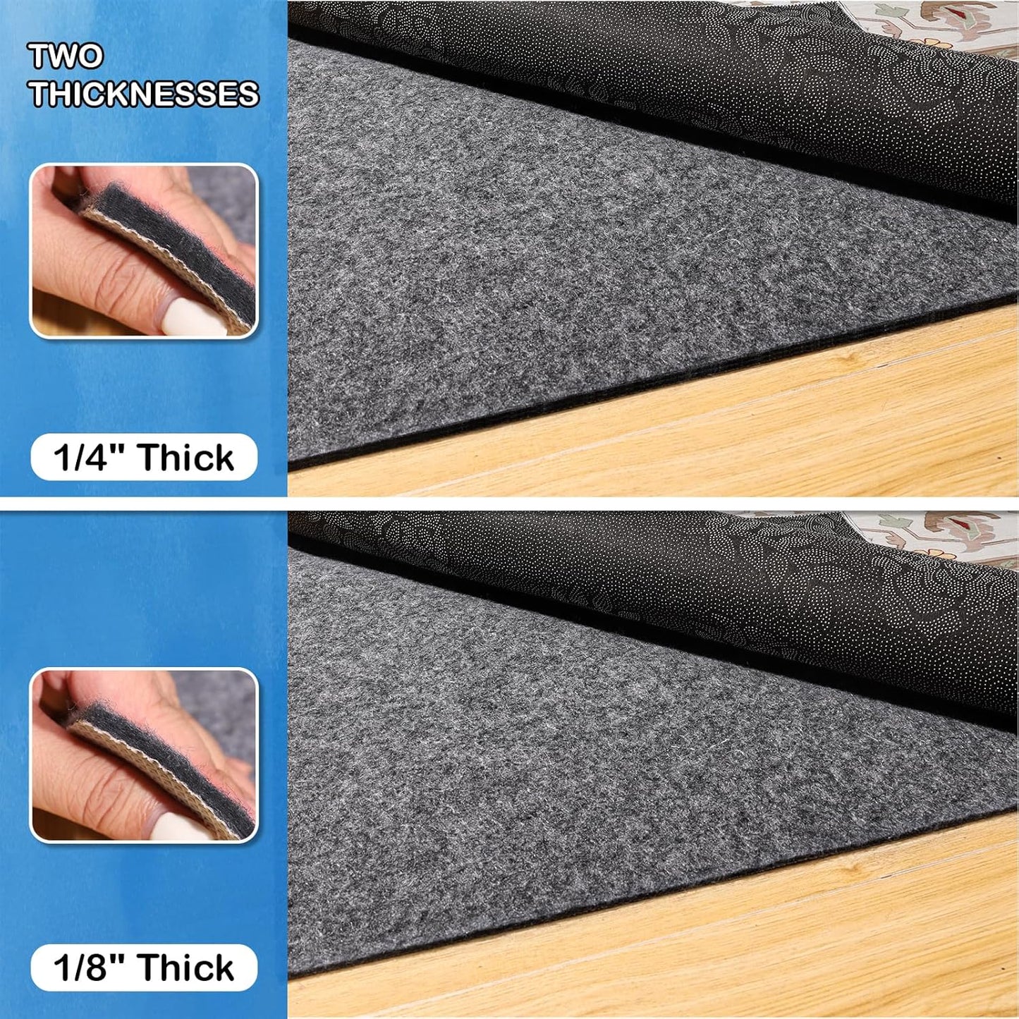 Skiennix Non-Slip Rug Pad - 100% Waterproof & Durable | Extra Large 8 x 10 ft for All Floors