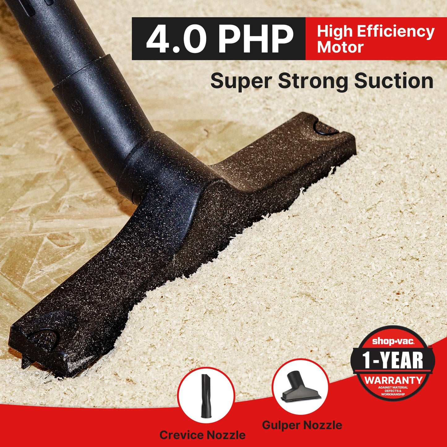 Shop-Vac 6 Gallon 4.0 Peak HP Wet/Dry Vacuum, Wall Mountable Compact Shop Vacuum with Up to 20 ft Extra Long Hose & Accessories - Ideal for Jobsite, Garages, Car & Workshops