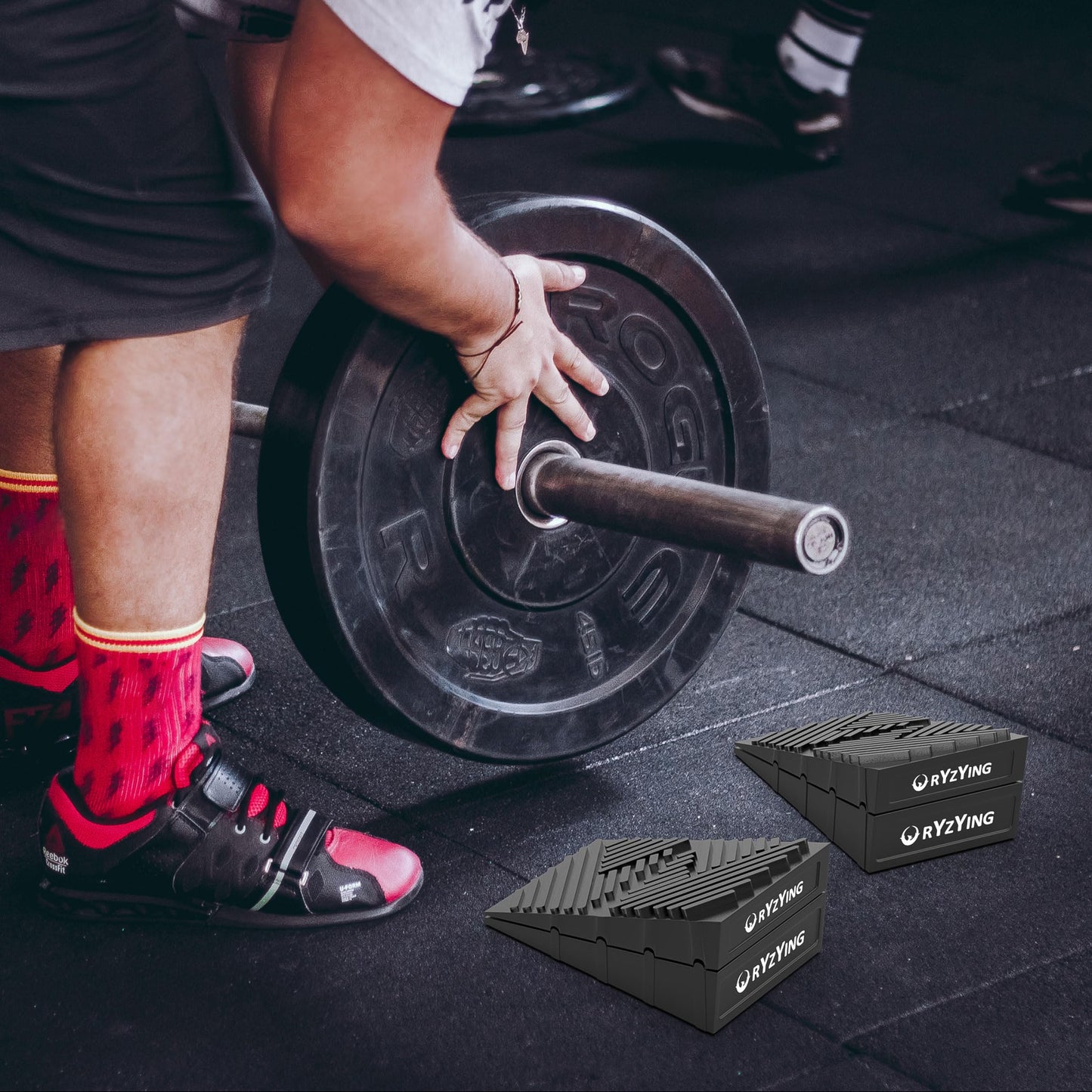 Ryzying Squat Wedge Rubber Slant Board Squat Wedge Block 2PCS Non Slip Professional Squat Ramp,Squat Platform for Heel Elevated Squats and Calf Raises,Slant Board Professional Squat Ramp for Weights