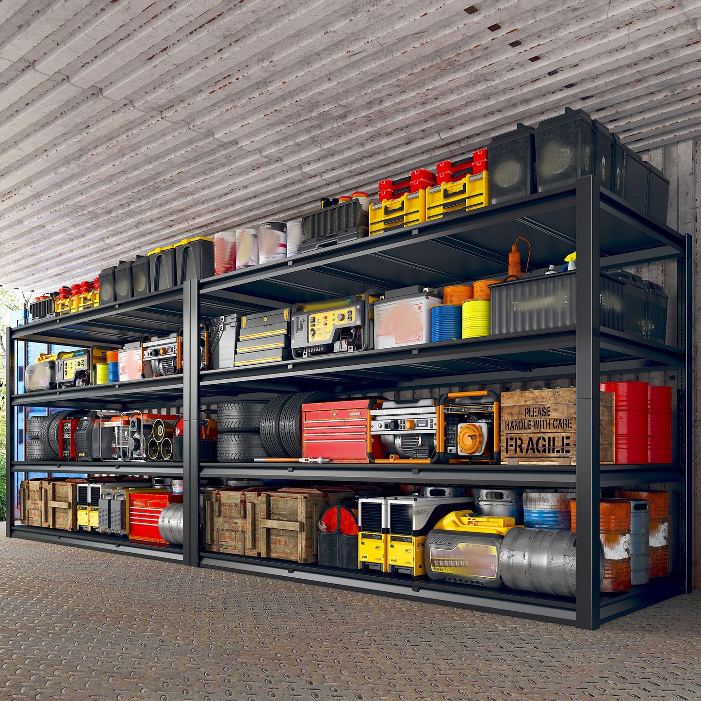 REIBII 60" W Garage Shelving, 2650LBS Heavy Duty Storage Shelves, 4 Tier Adjustable Industrial Shelving for Home, Kitchen, Garage, Basement, Commercial, Warehouse, Office, Store, 60" W x 24" D x 60" H