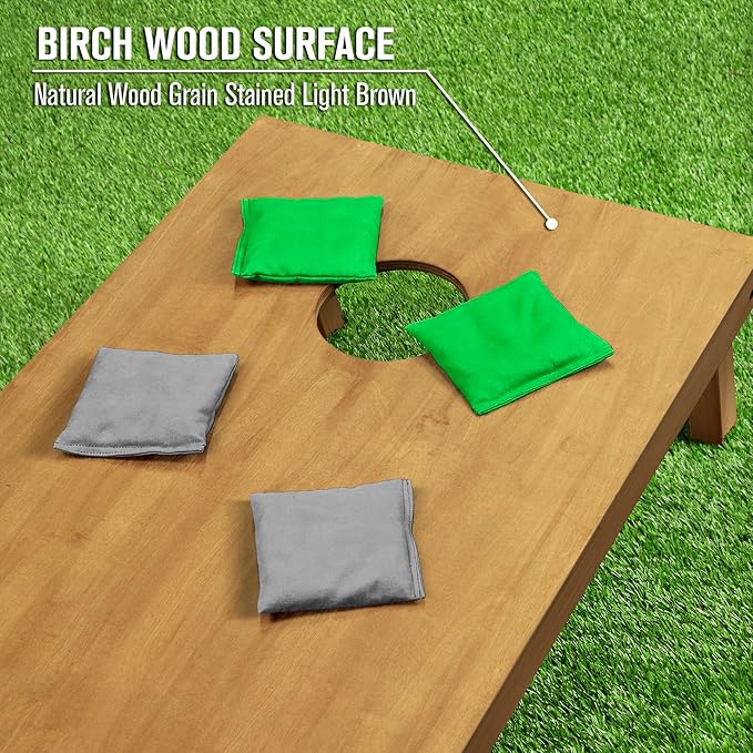GoSports 4 ft x 2 ft Regulation Size Wooden Cornhole Boards Set - Includes Carrying Case - Full Regulation Size Bean Bag Toss Boards