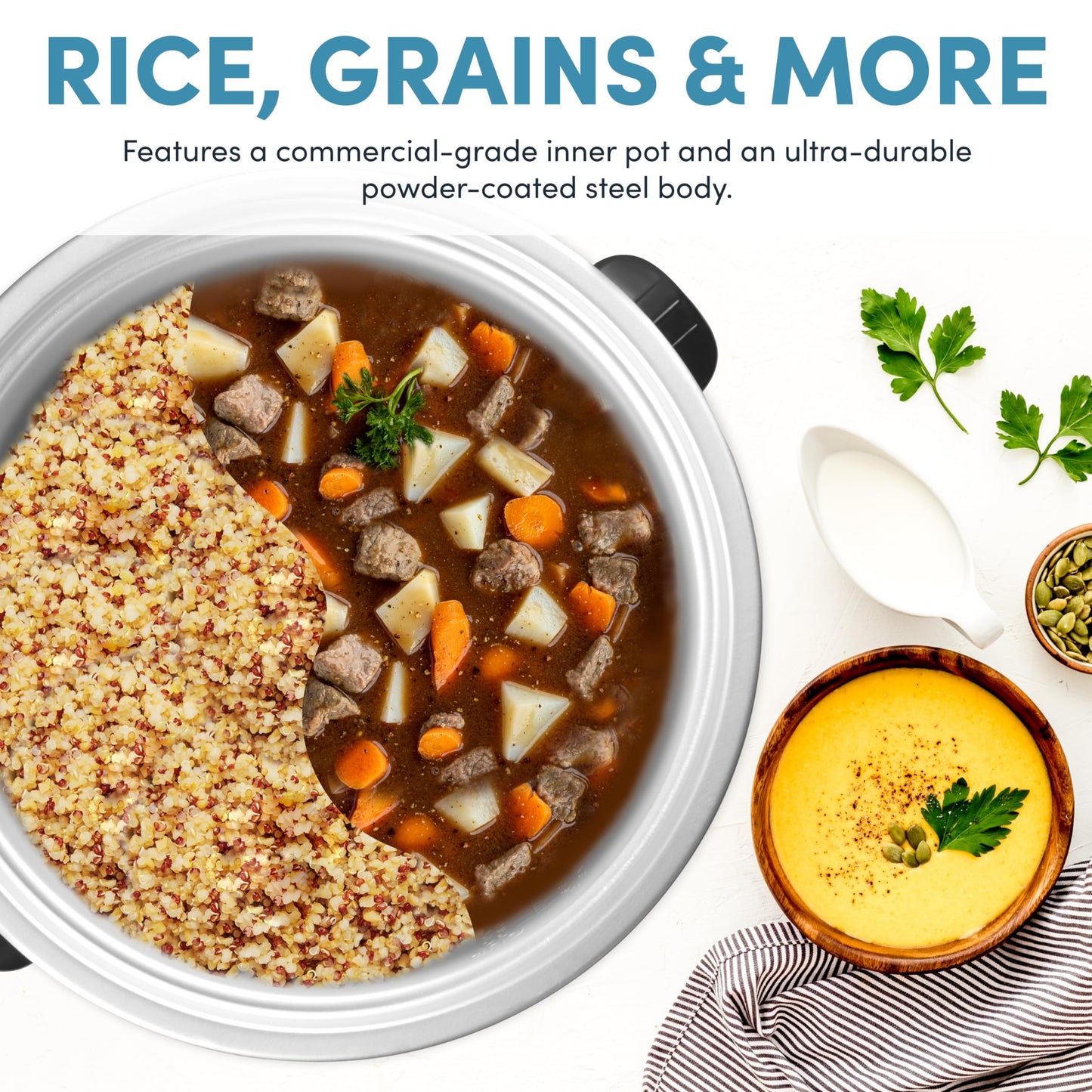 Aroma Housewares Commercial 60-Cup (Cooked) / 14Qt. Rice & Grain Cooker (ARC-1430E), White