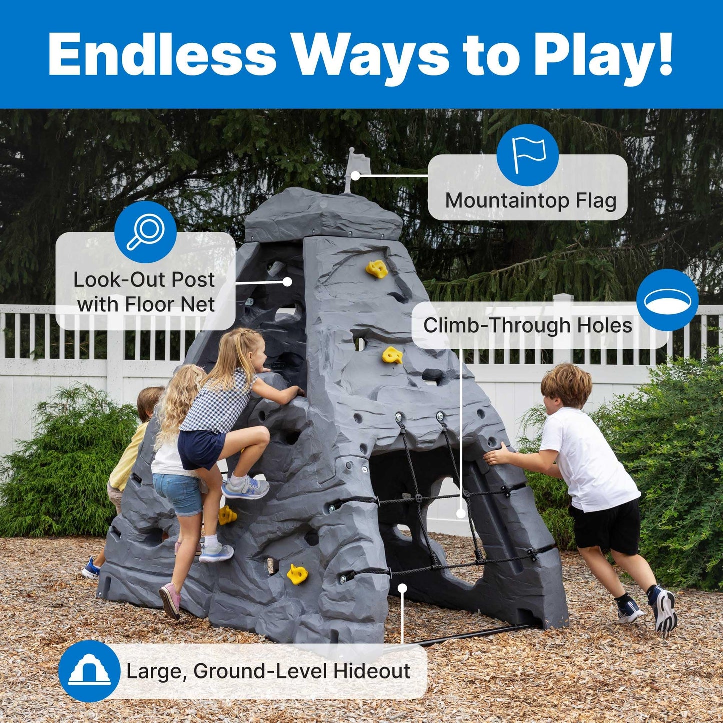 Step2 Skyward Summit for Kids, Climbing Wall Playset for Toddlers, Ages 4 –8 Years Old, Easy to Assemble Kids Outdoor Playground for Backyard
