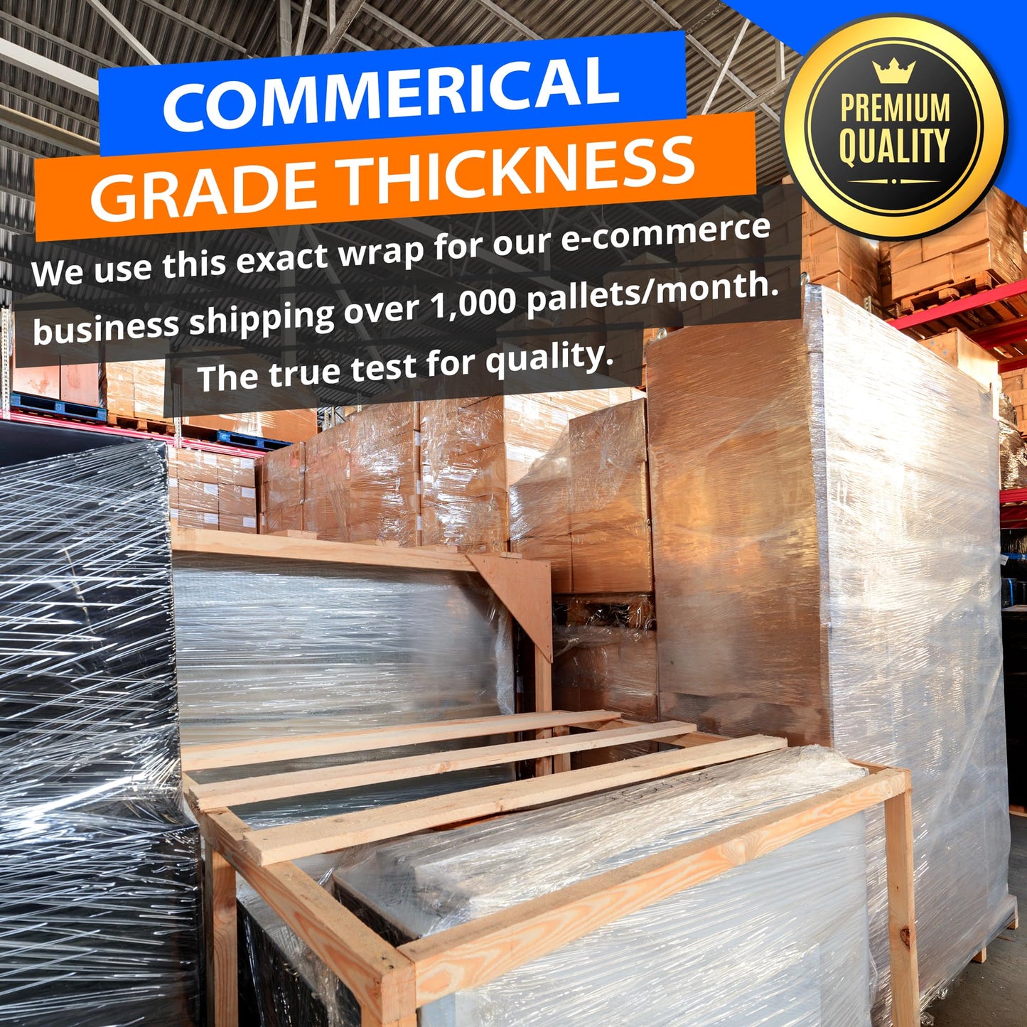 4 Rolls x 18" x 1500 Feet x 80 Gauge Clear Commercial Grade Heavy Duty Plastic Stretch Film Shrink Wrap | Industrial Strength Durable | Shipping Moving Packing Logistics | Holder Included