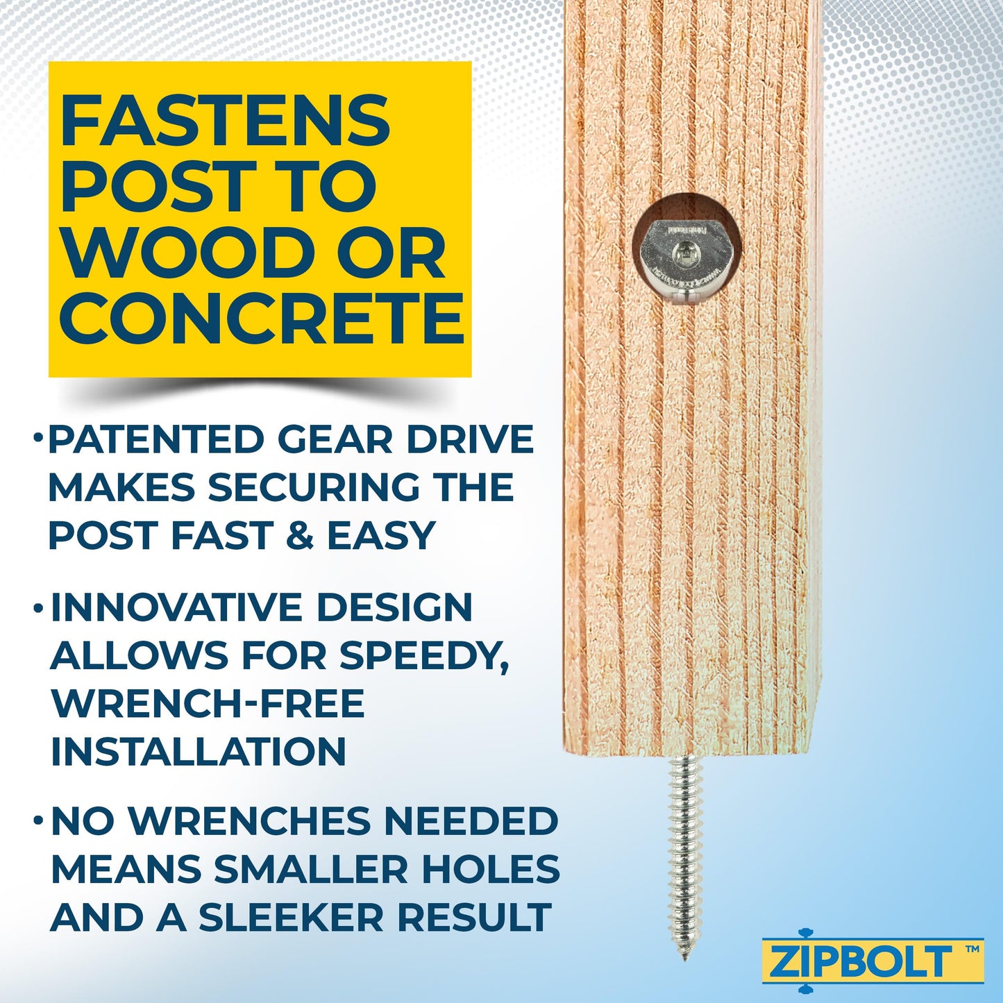 Zipbolt 14.100 Super UT Newel Post Fastener Bulk Pack — Quick and Easy Wrench-Free Installation of Staircase Newel Posts, Anchors Post Directly to Wood or Concrete Floor