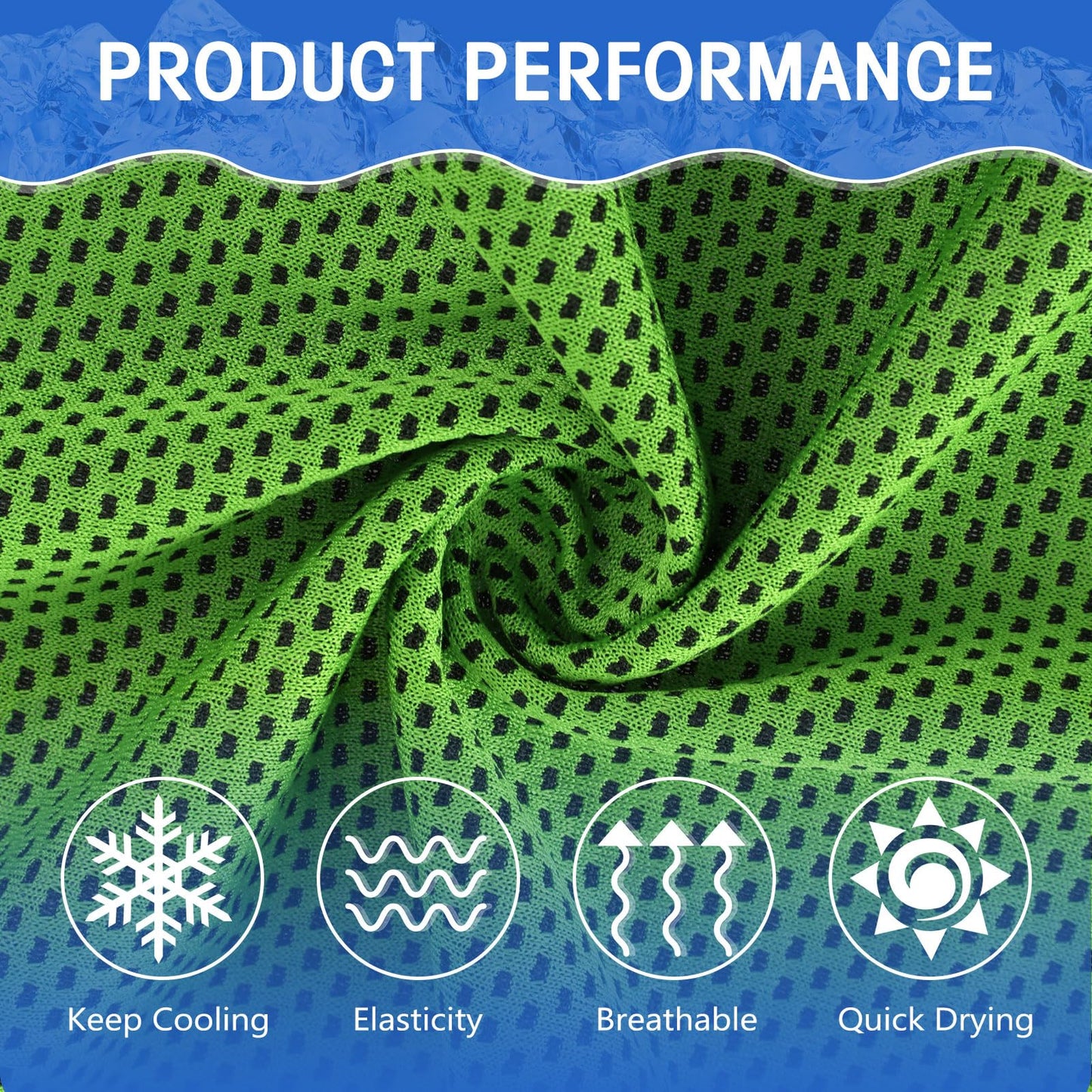 Hosuly 6 Pack Cooling Towels 40"x12" Ice Towel Cooling Neck Wraps Soft Breathable Chilly Stay Cool in Summer for Sports Yoga Golf Gym Activities(Bright Green)