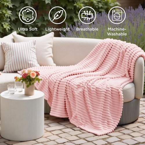 Bedsure GentleSoft Fleece Blanket - Super Soft Coral Pink Cozy Throw, 50x70 Inches