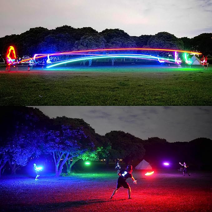 TOSY Bundle of 2 - Flying Disc 108 LEDs - RGB White + Red
