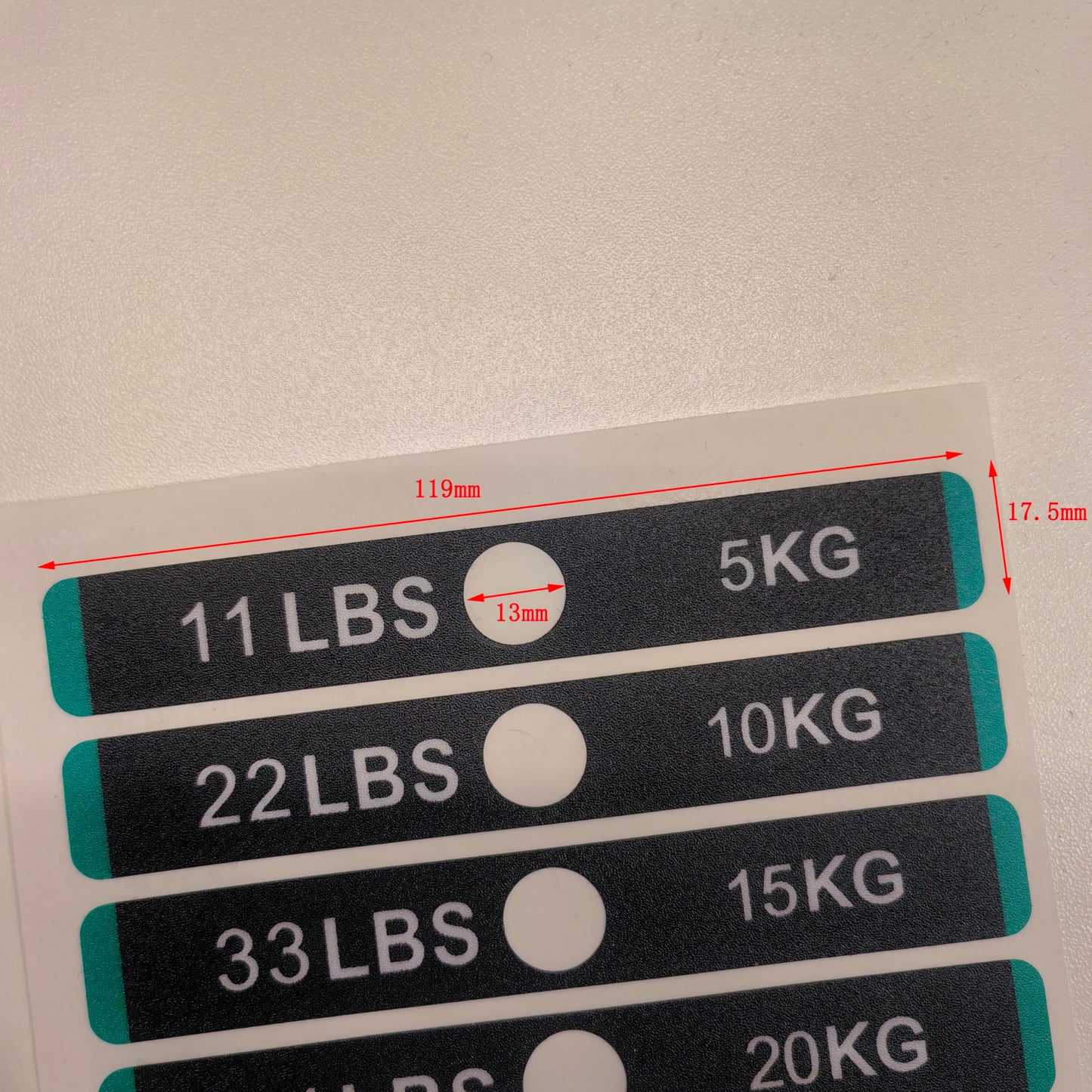11 lbs to 220lbs/5kg to 100kg Weight Stack Stickers for Gym Machine