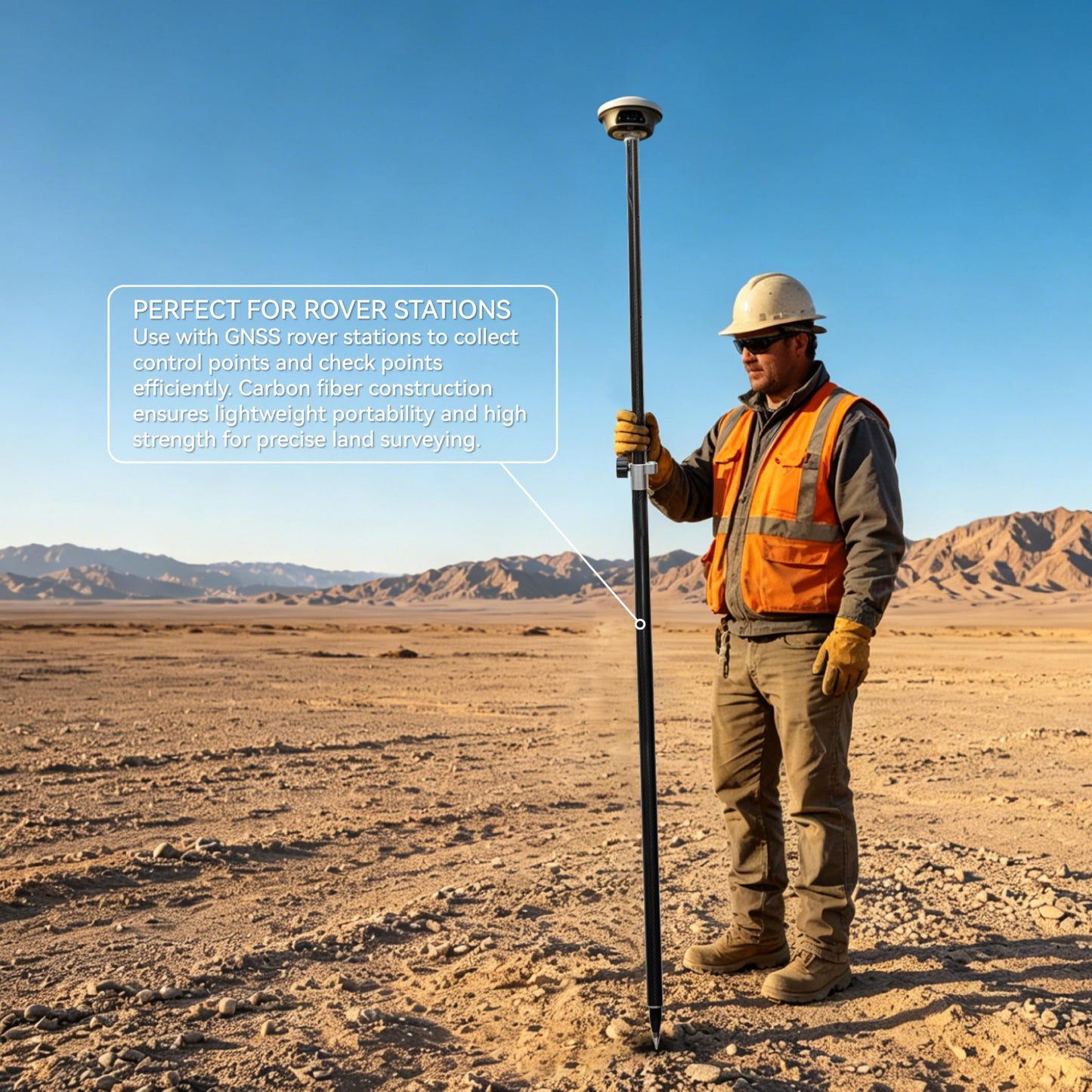 2.2M / 7.22ft Self-Locking Carbon Fiber GPS Survey Pole, Telescopic 125–220 cm GNSS Rover Rod Compatible with Trimble, 5/8″ Thread, Lightweight Oxford Cloth Carry Bag for Land Surveying & RTK GNSS