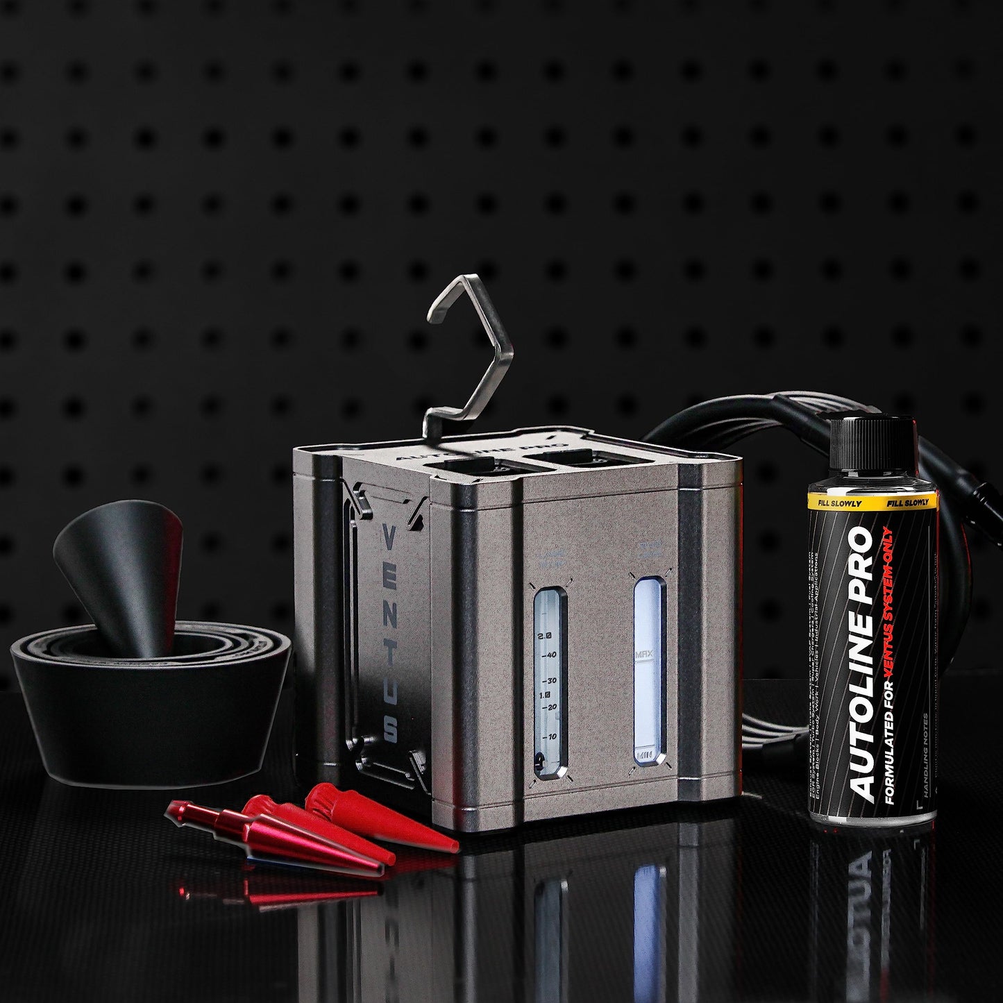 AutoLine Pro Automotive Ventus Smoke Machine Leak Tester EVAP Vacuum - World's #1 Self-Powered Li-Ion Battery Unit - OEM Odorless Fluid Lasts 500 Tests - Built-in Air Compressor - Cone Cap Plugs