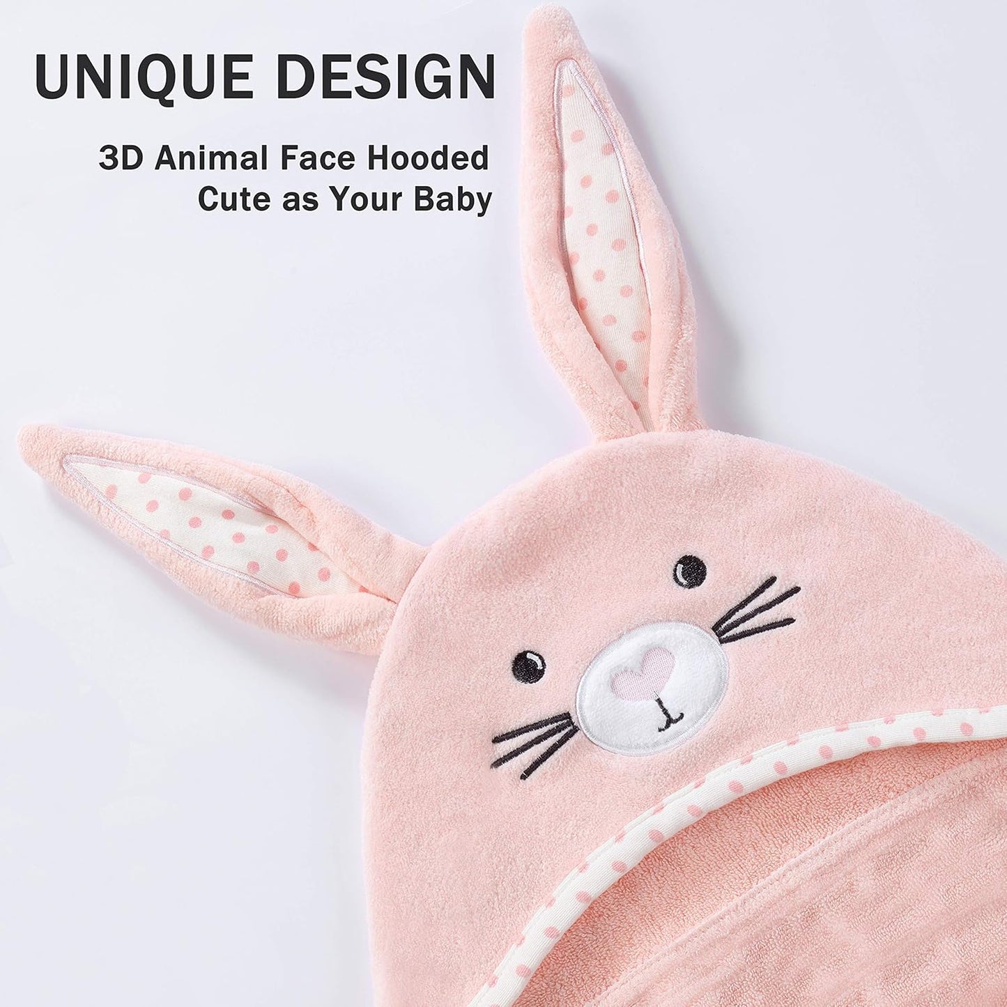 TBEZY Baby Hooded Towel - Ultra Soft Thick Cotton with Unique Bunny Design for Newborns
