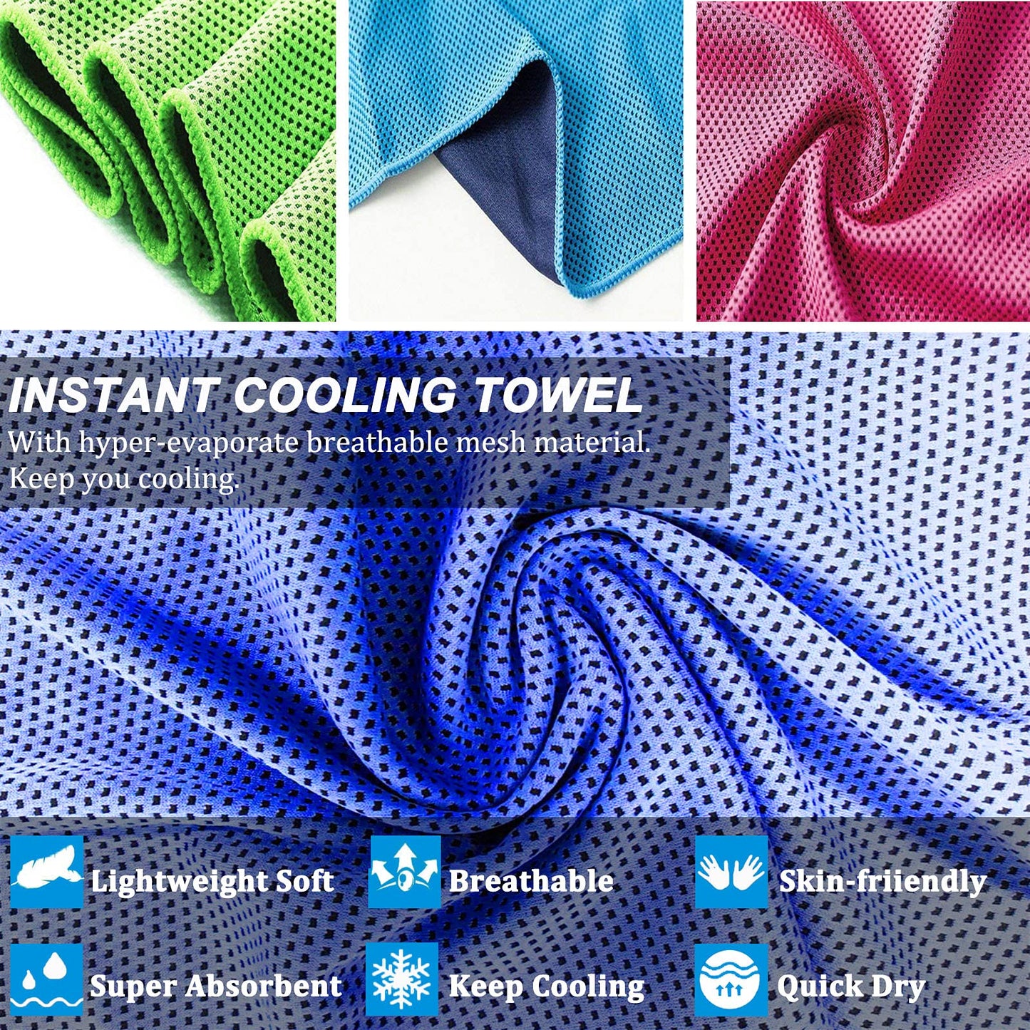 YQXCC Cooling Towel | 2 Pack 47"x12" | Ice Cool for Neck | Soft Breathable Microfiber Chilly | for Yoga, Golf, Gym, Camping, Running, Workout & More Activities