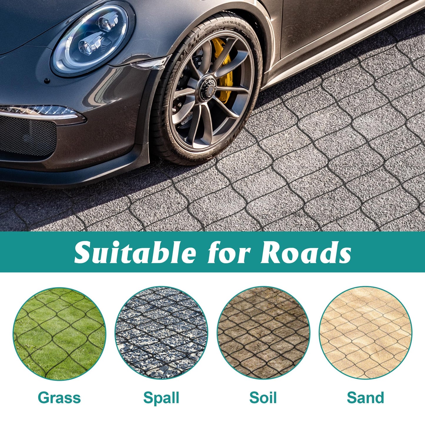16.4 x 9.8 Ft 160 Sq ft Gravel Ground Grid, 2 Inch Depth Geo Grid Driveway Stabilization Grids, Gravel Geocell Retainer Grid for Garden Landscaping Parking Lots Driveways Slopes