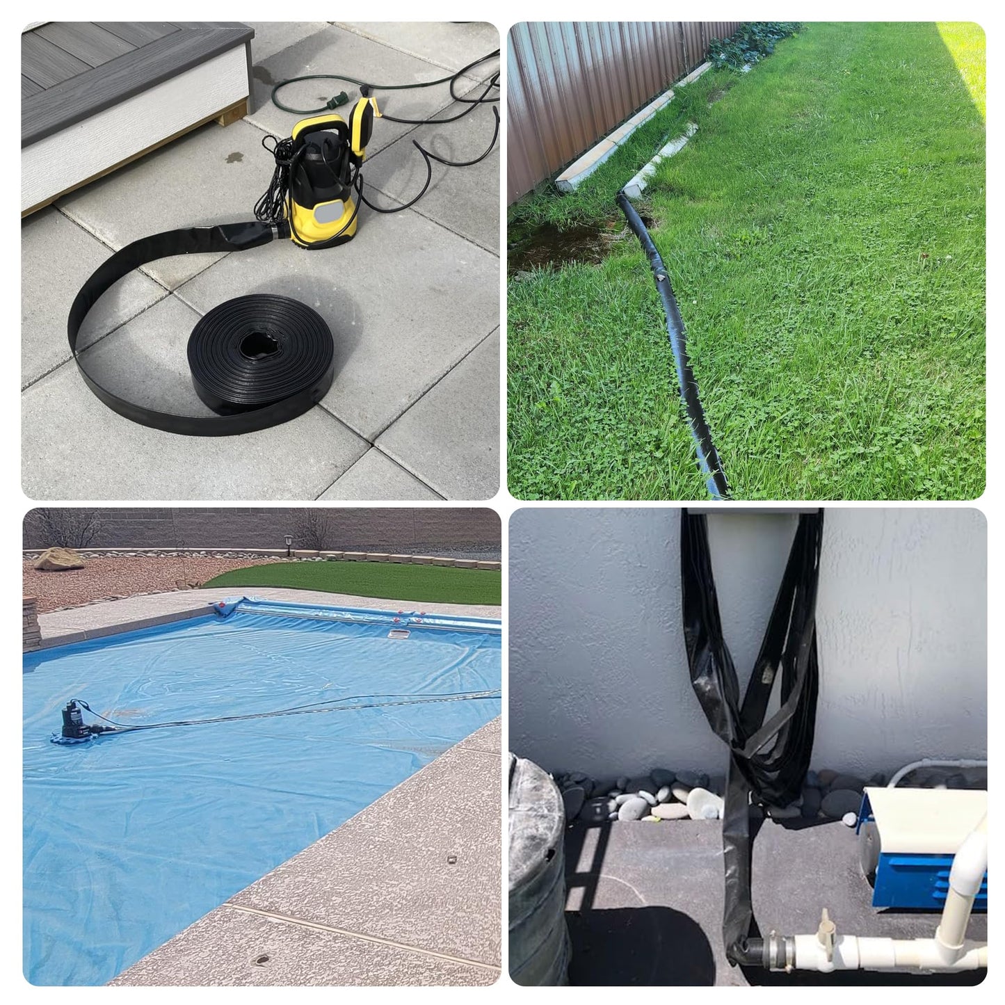 DAVCO Pool Backwash Hose 4” x 100 ft Drain Discharge Hose for Pools, Pump, Sand Filter & Sump Pump, Burst Proof Heavy Duty Lay Flat Drainage Hoses, Anti-UV & Leak Free
