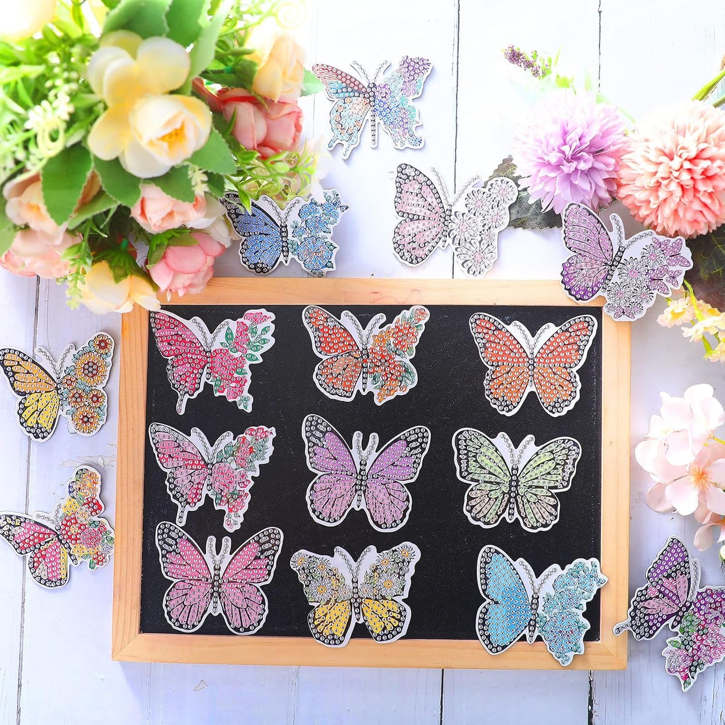 Umigy Butterfly Diamond Art Magnets Kit - 16 Pcs DIY Gem Art for Refrigerator | Spring Home Decor
