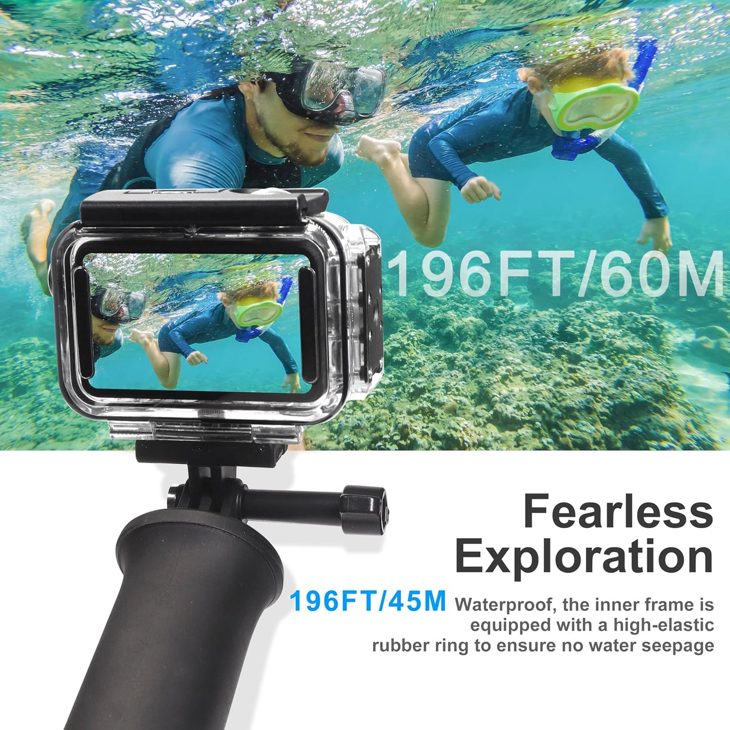 FiTSTILL 196FT/60M 5 4 3,Protective Underwater Waterproof Case with Magnetic Quick Release Interface Compatible