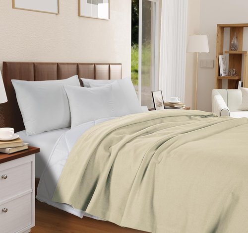 **Lane Linen King Size Blanket - 100% Cotton, Soft & Cozy - Premium Modern Luxury for All Seasons - Tan**