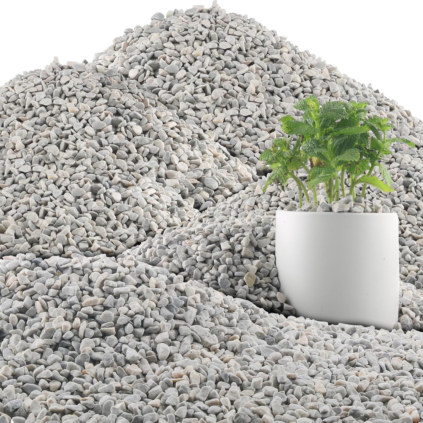 Quibbay 45LB Succulent Rocks, 1/4 Inch Polished Pebbles for Indoor Plants, Decorative River Rocks for Vases, Aquariums, Terrarium, Pea Gravel for Fish Tank, Drainage Rocks for Potted Plants, Grey